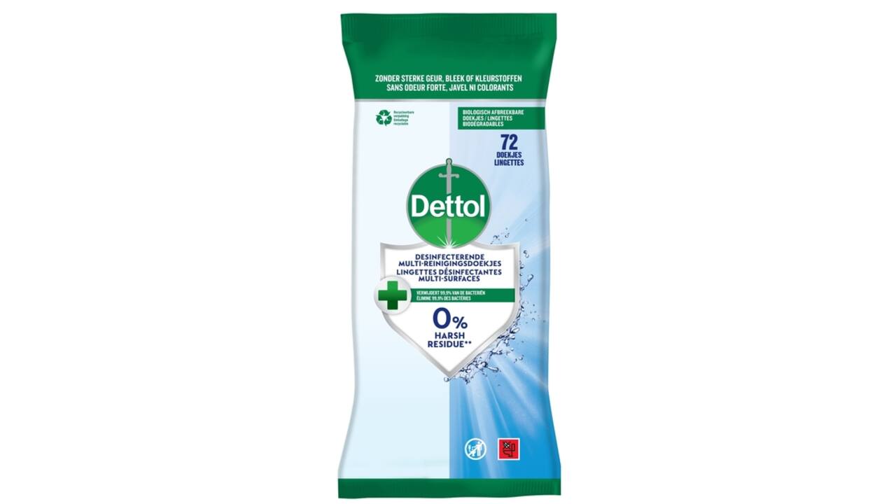 Reinigingsdoekjes Dettol antibacterieël Cleanser 72stuks