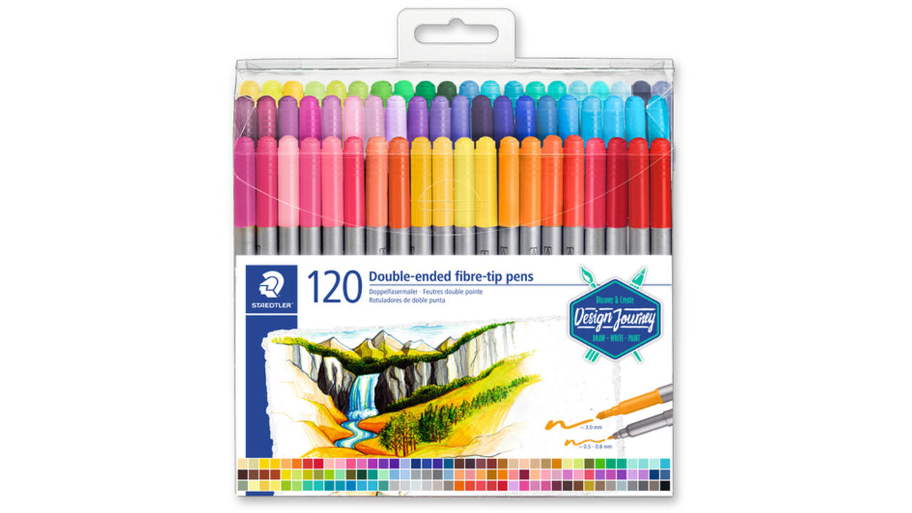 Kleurstift Staedtler 3200 dubbele punt fijn en ultrafijn etui à 120 kleuren