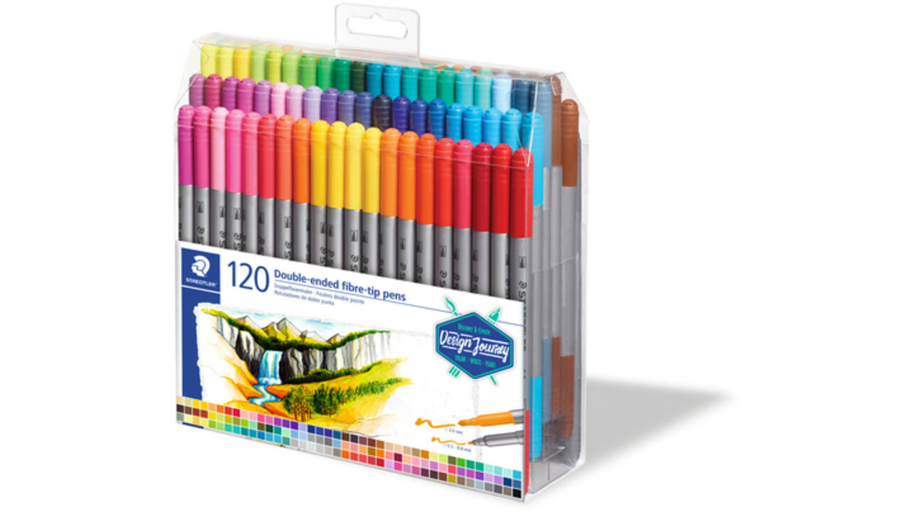 Kleurstift Staedtler 3200 dubbele punt fijn en ultrafijn etui à 120 kleuren