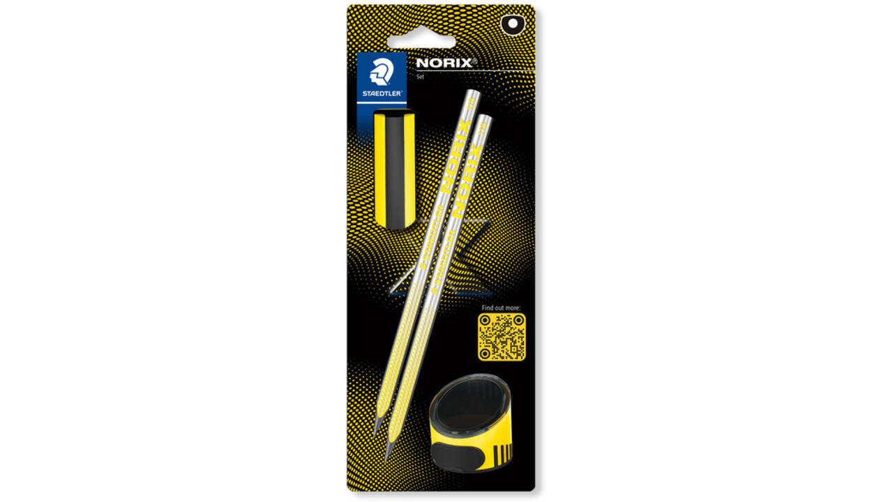 Potlood Staedtler Norix HB blister à 2 stuks zwart-geel