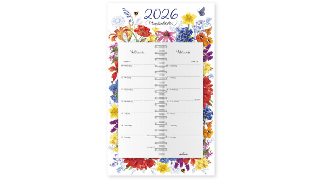 Kalender 2026 Marjolein Bastin Bloemen Schild 7dagen/1pagina