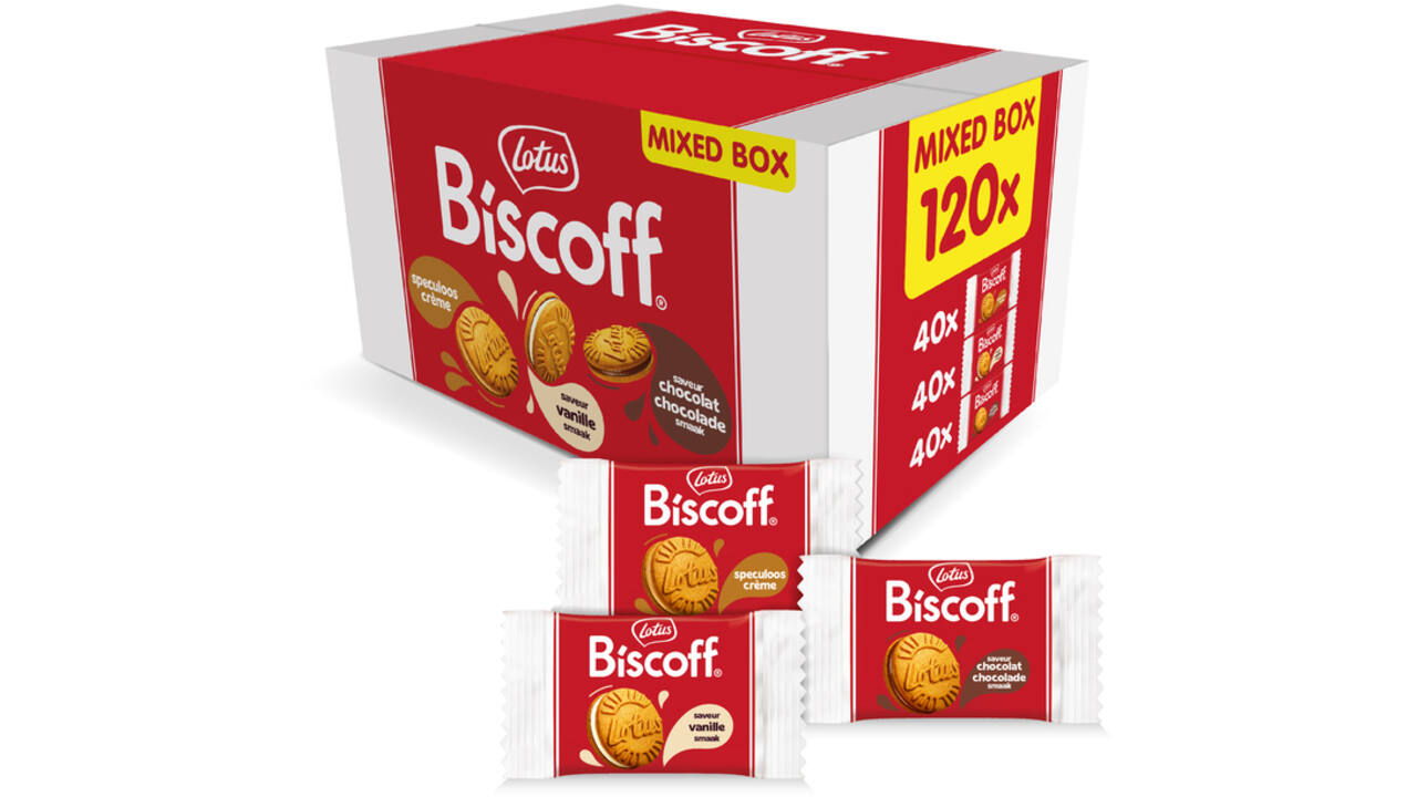 Koekjes Lotus Biscoff sandwich mix doos 120 stuks