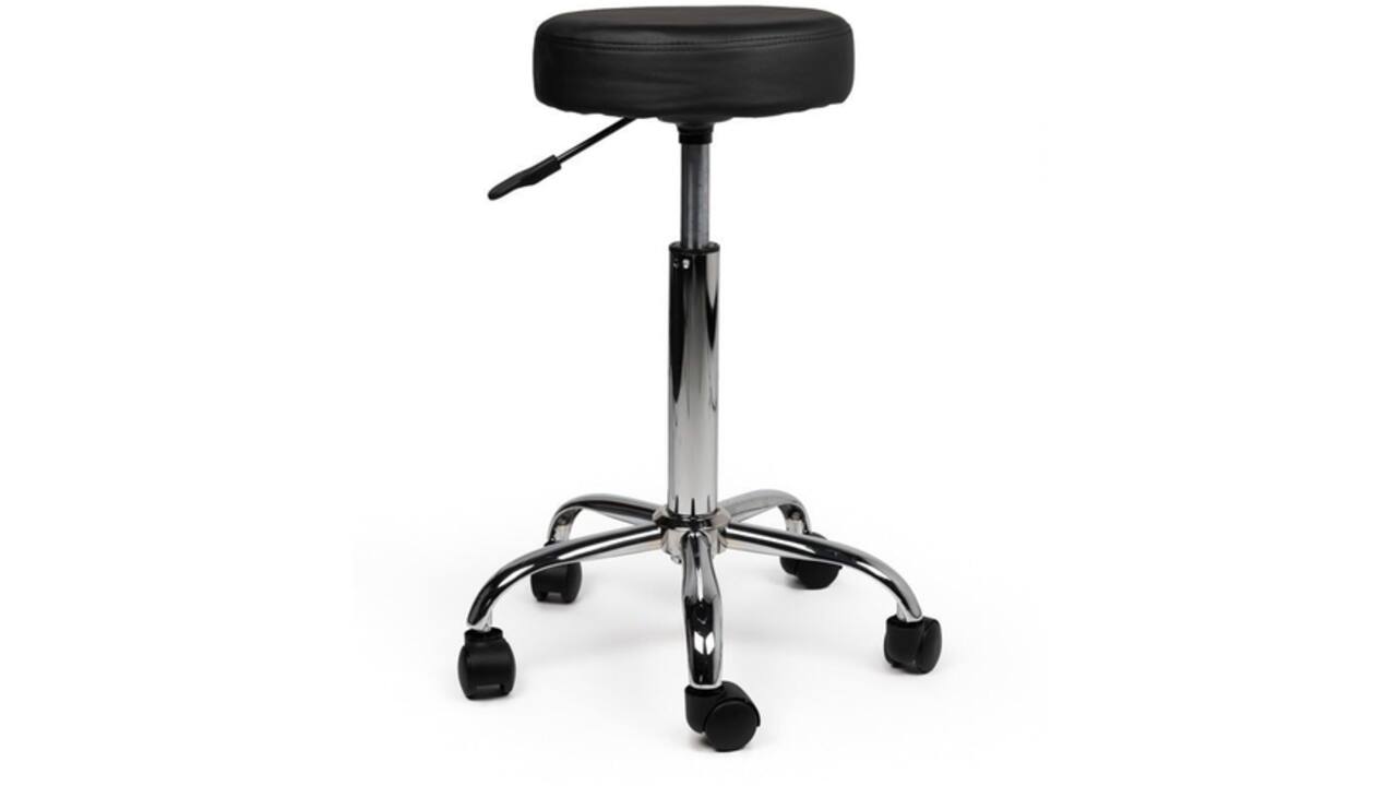 Tabouret kruk Office standaard met gasveer harde wielen zw