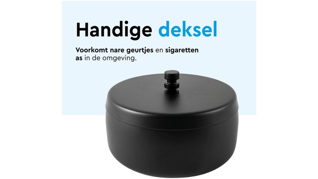 Asbak BRASQ tafelmodel 1 liter met deksel AT700 zwart