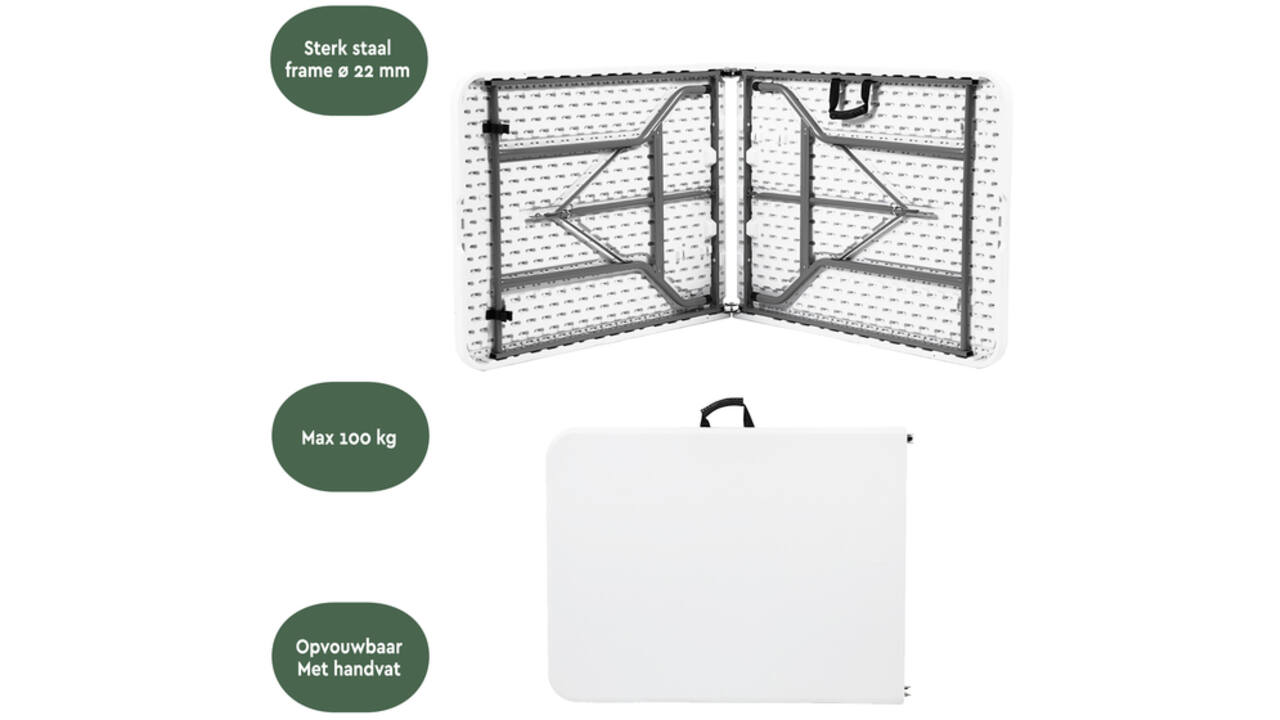 Vouwtafel BRASQ 180x70x74cm FT180 wit