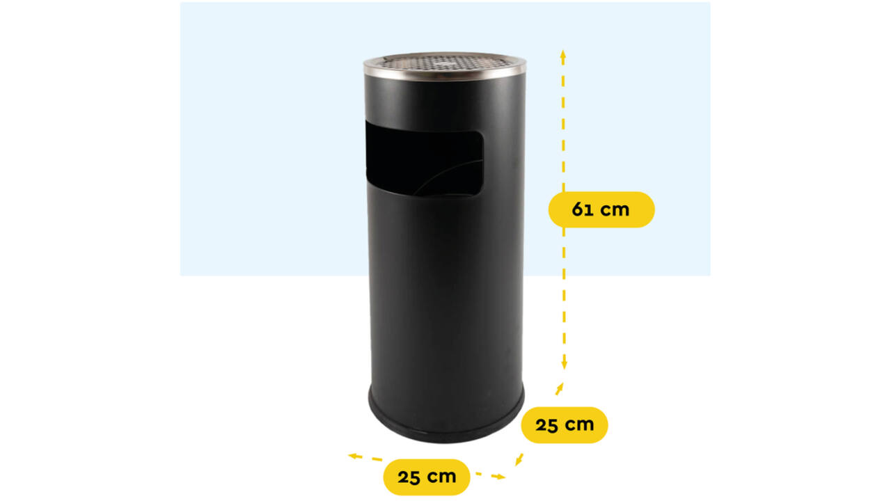 Afvalbak met asbak BRASQ 11 liter AT500 zwart