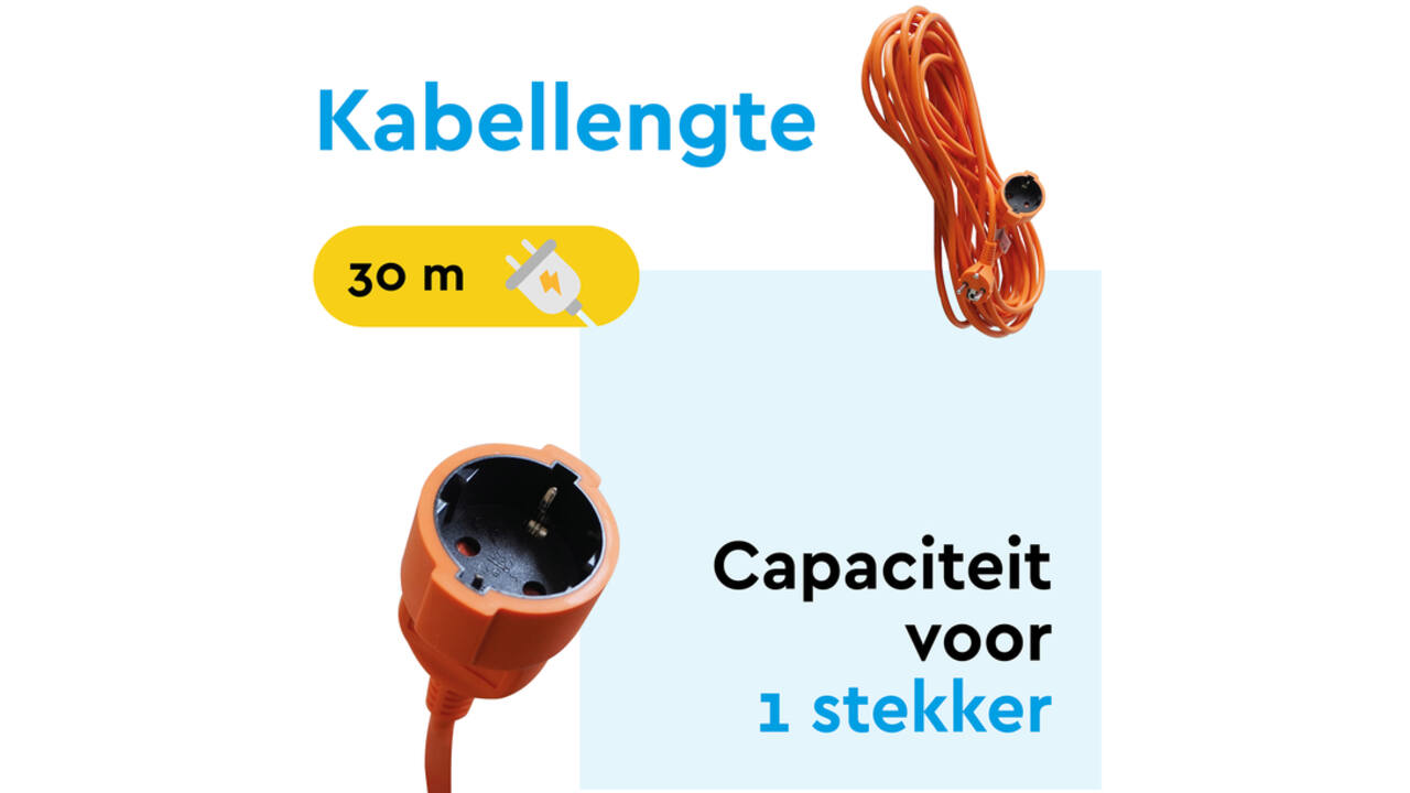 Verlengkabel BRASQ 30m oranje