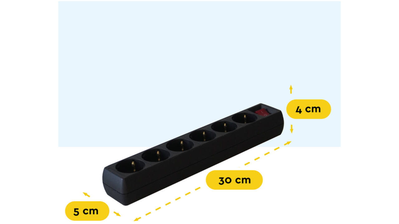 Stekkerdoos BRASQ 6 voudig 5 meter zwart