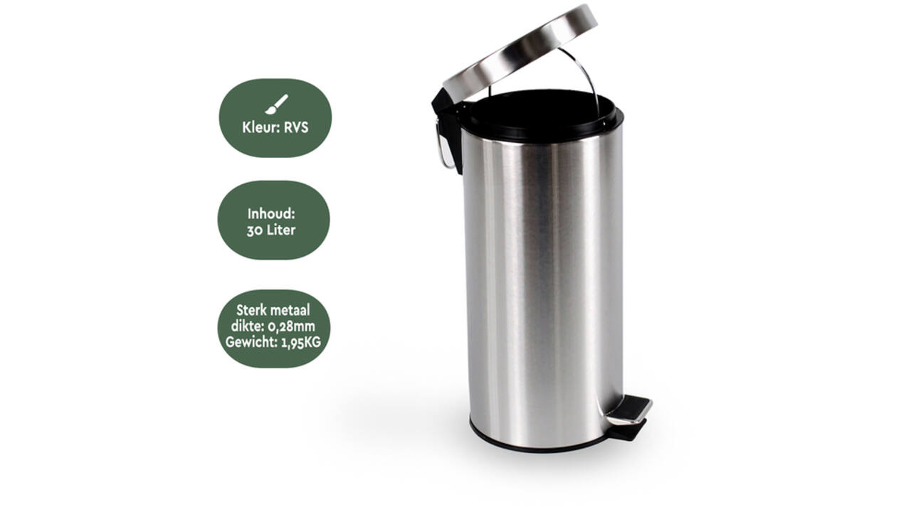 Pedaalemmer BRASQ 30 liter rvs