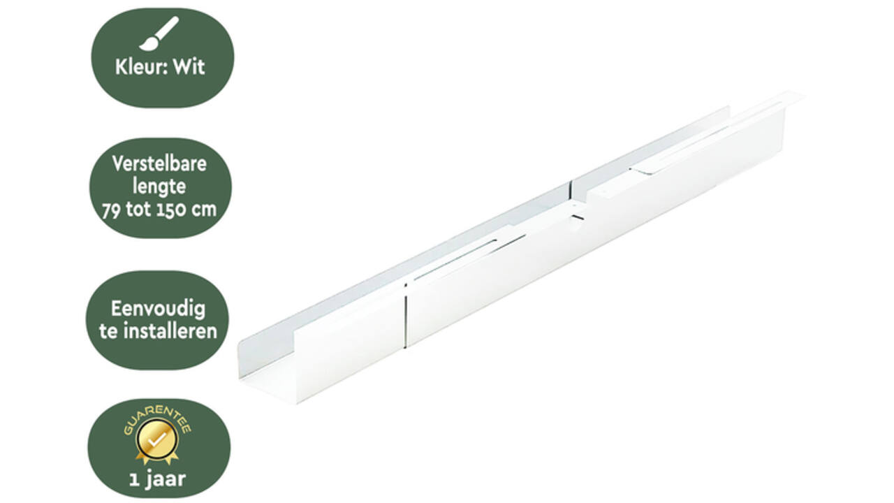 Kabelgoot BRASQ verstelbaar 75-150cm CT100 wit