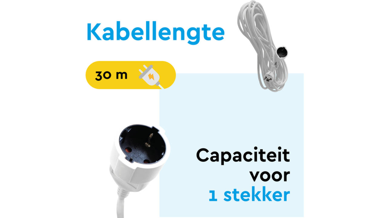 Verlengkabel BRASQ 30m wit