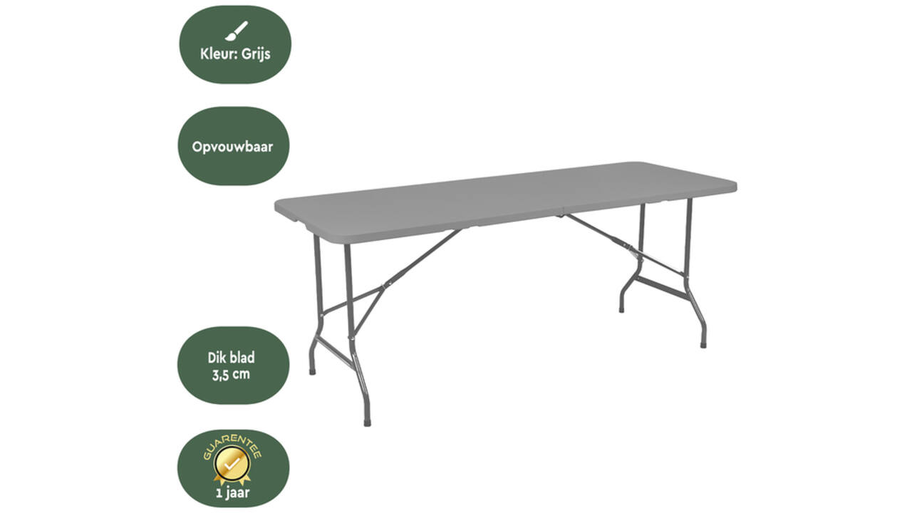 Vouwtafel BRASQ 180x70x74cm FT180 grijs