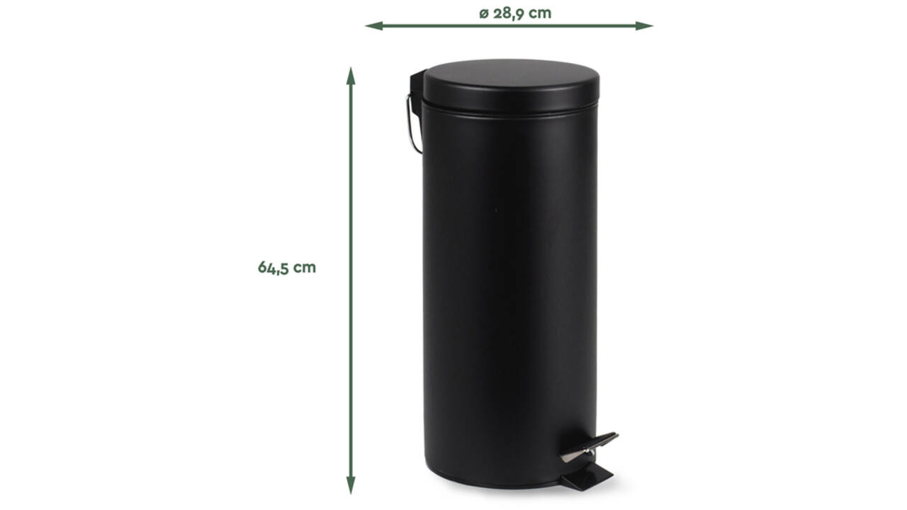 Pedaalemmer BRASQ 30 liter zwart