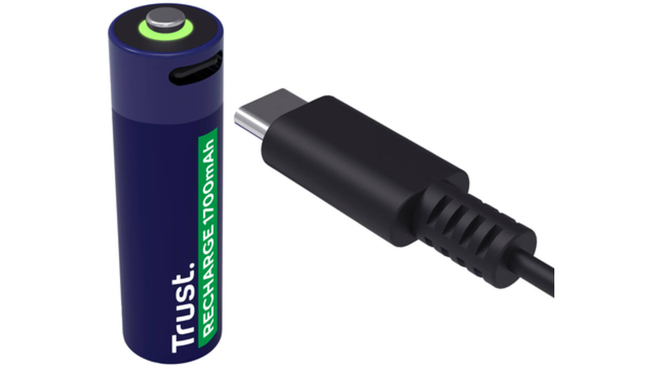Batterij Trust USB-C oplaadbaar AA 2 stuks