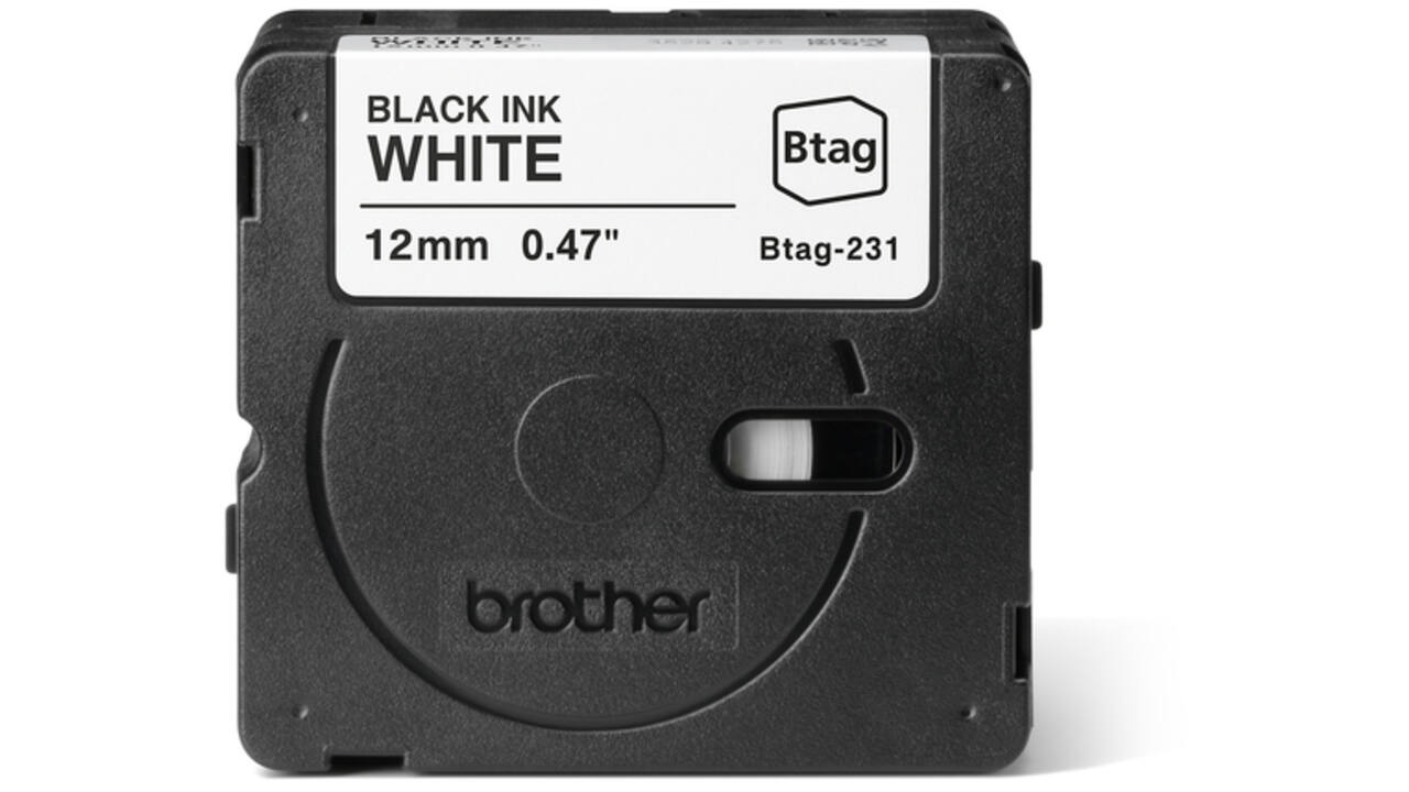 Labeltape Brother P-touch Btag-231 standaard 12mm zwart op wit