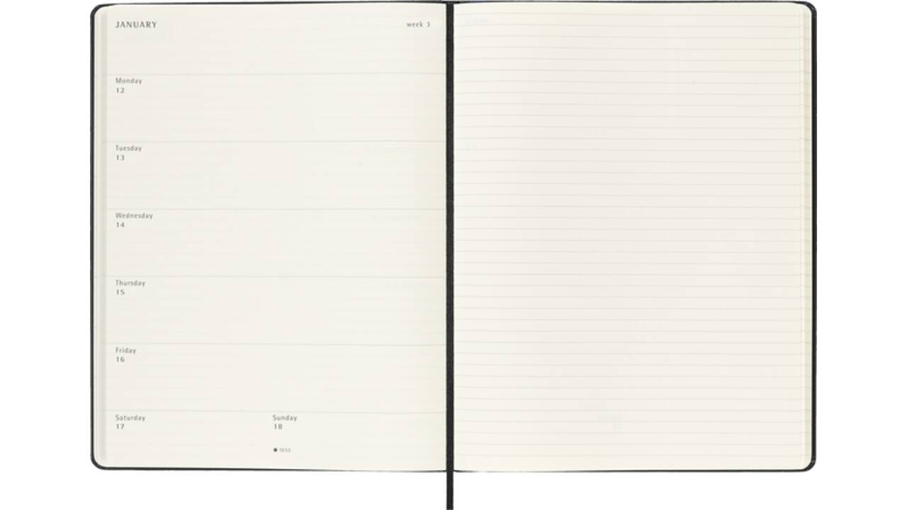 Agenda 2025/2026 Moleskine 18M Planner Weekly 7dagen/1pagina XL hc black