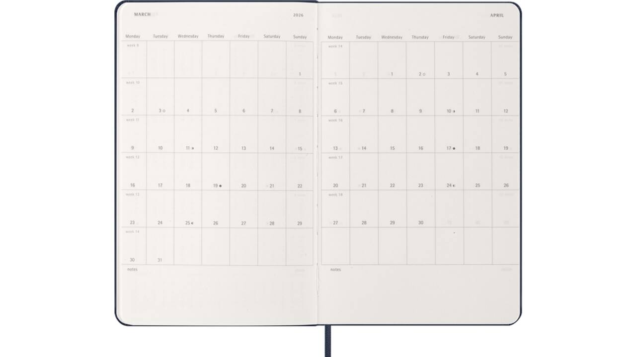 Agenda 2026 Moleskine 12M Planner Weekly 7dagen/1pagina large hc sapphire blue