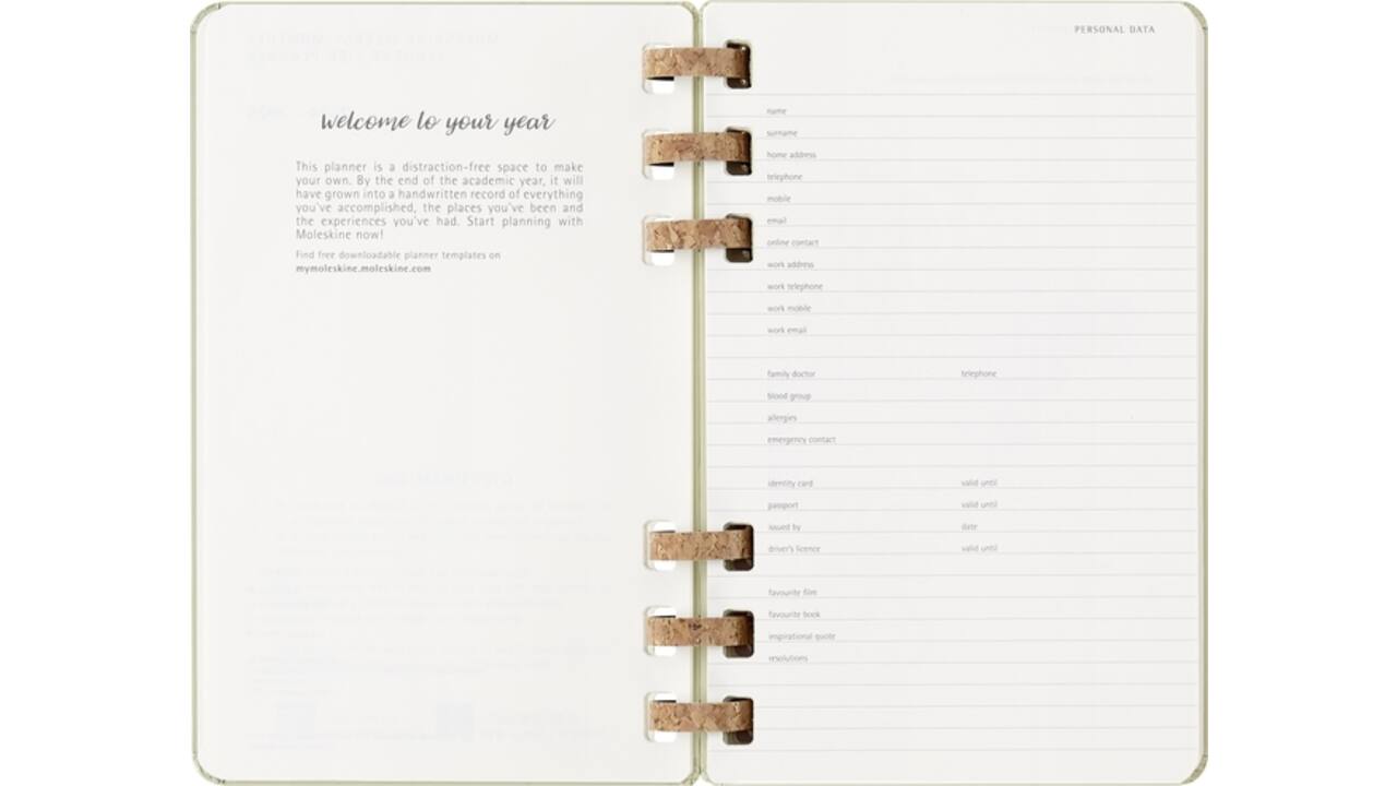 Agenda 2025/2026 Moleskine 12M Academic Weekly 7d/1p Myrtle large kiwi