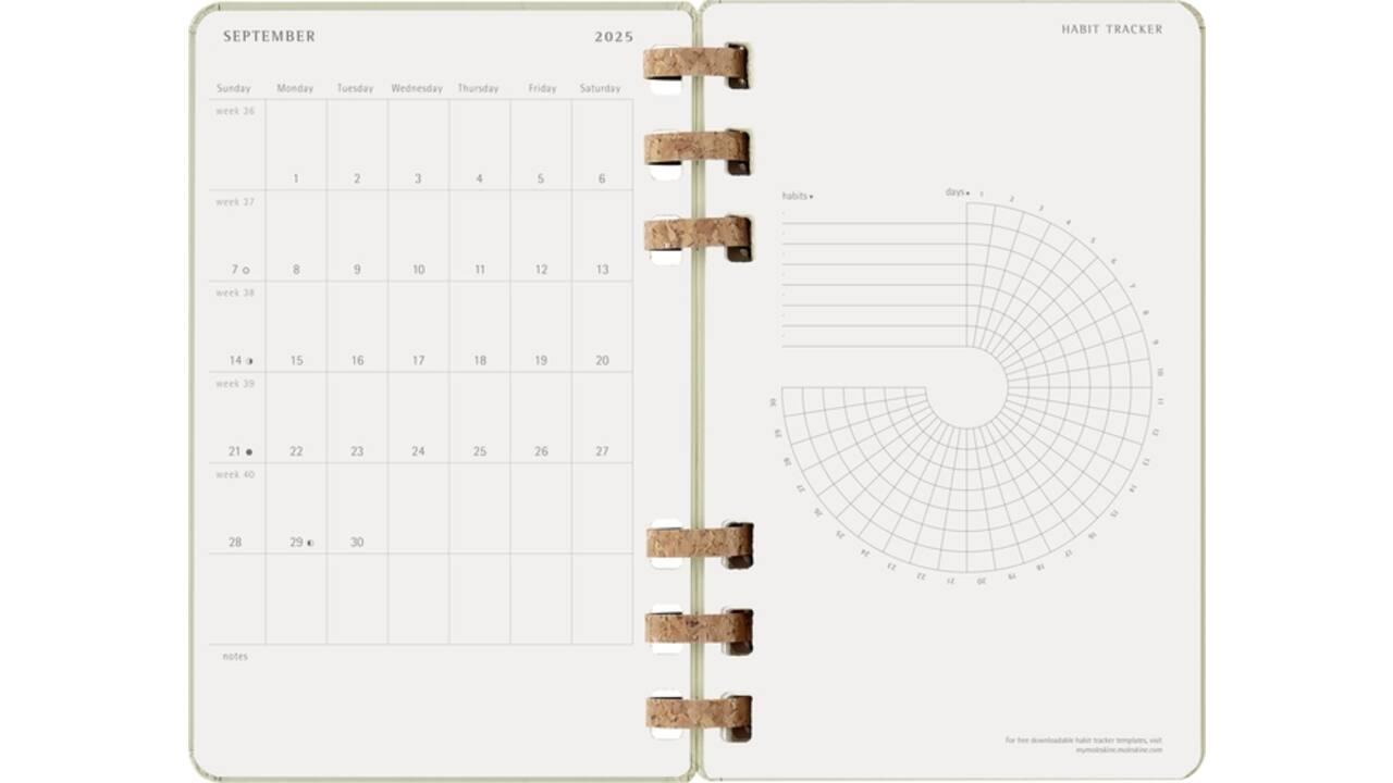 Agenda 2025/2026 Moleskine 12M Academic Weekly 7d/1p Myrtle large kiwi
