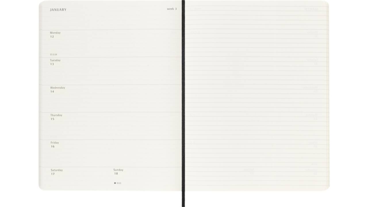 Agenda 2026 Moleskine 12M Planner Weekly 7dagen/1pagina XL sc black