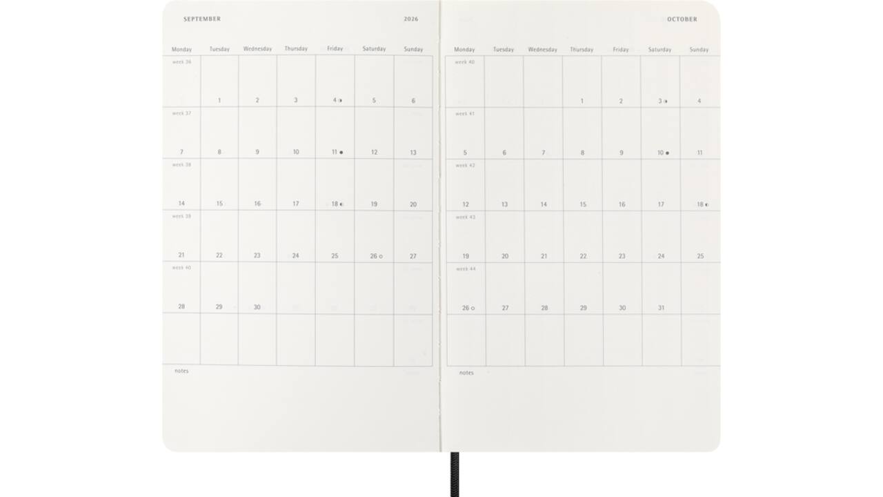 Agenda 2026 Moleskine 12M Planner Weekly 7dagen/1pagina large sc black
