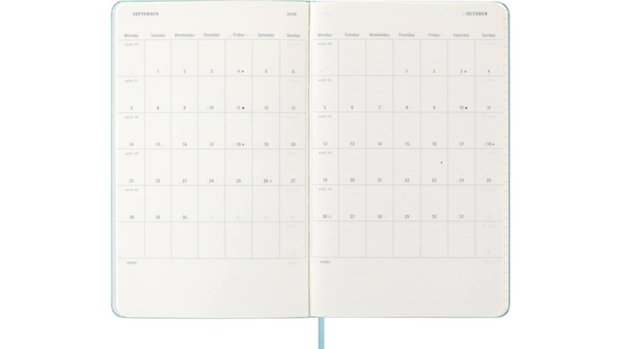 Agenda 2026 Moleskine 12M Planner Weekly 7dagen/1pagina large hc aquamarine
