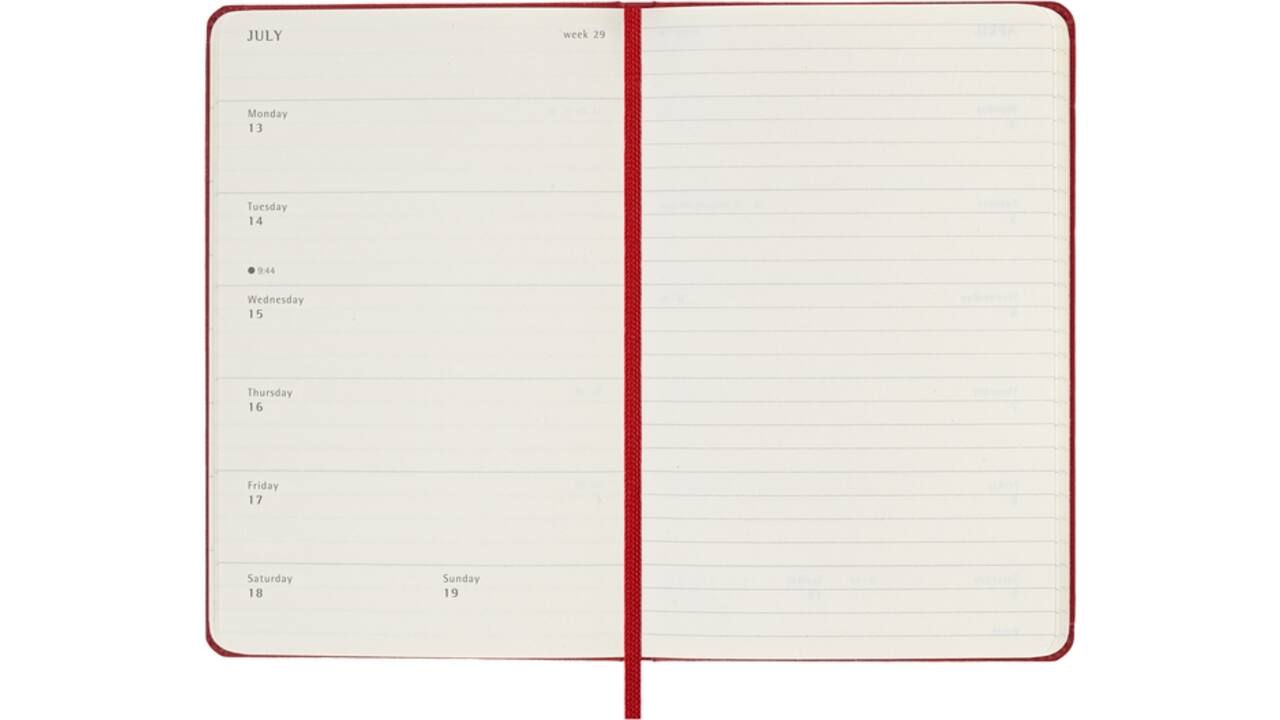 Agenda 2026 Moleskine 12M Planner Weekly 7dagen/1pagina pocket hc scarlet red