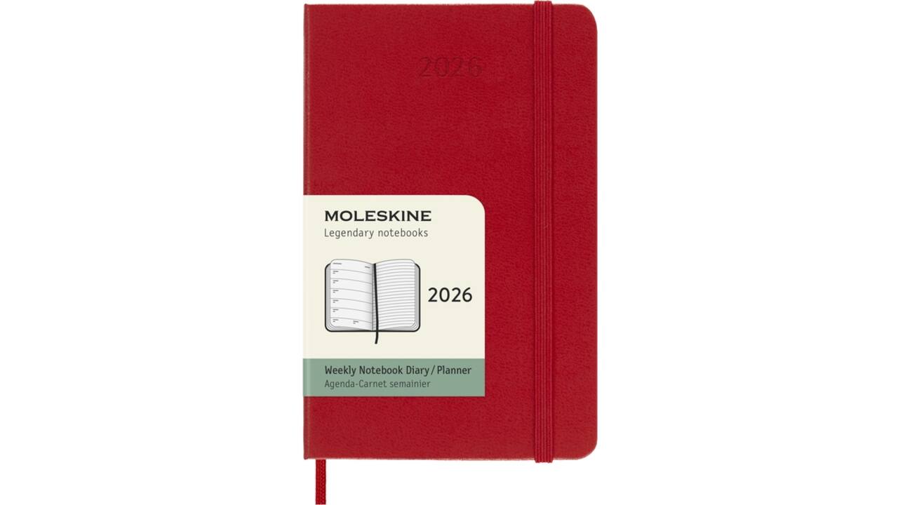 Agenda 2026 Moleskine 12M Planner Weekly 7dagen/1pagina pocket hc scarlet red