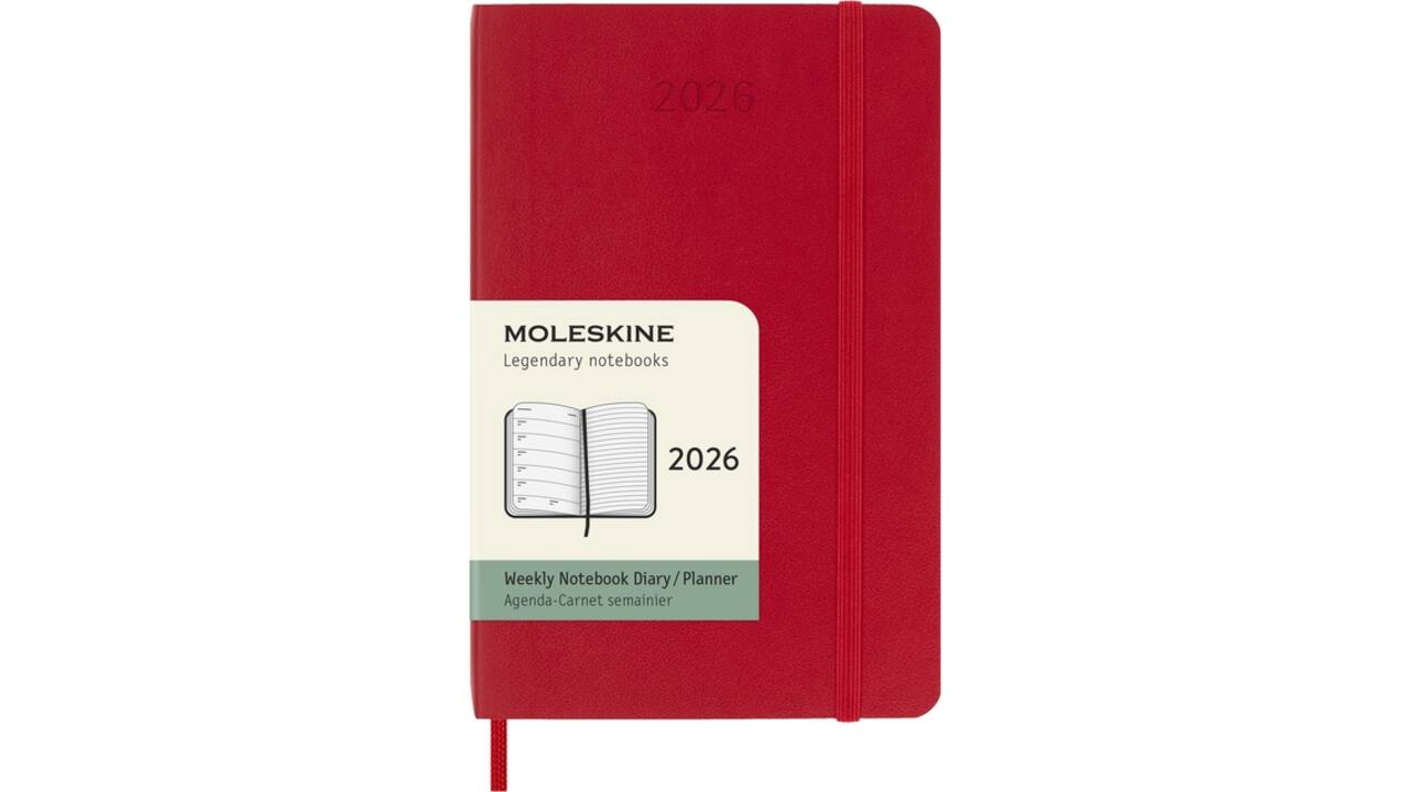 Agenda 2026 Moleskine 12M Planner Weekly 7dagen/1pagina pocket sc scarlet red