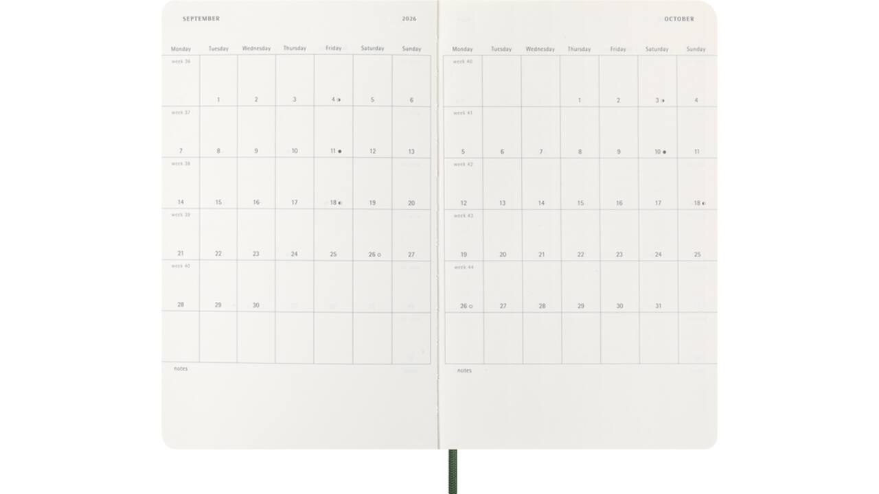 Agenda 2026 Moleskine 12M Planner Weekly 7dagen/1pagina large sc myrtle green