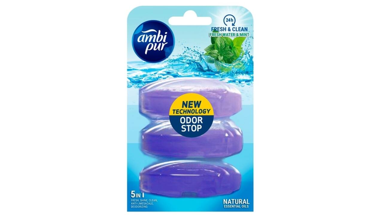 Toiletblok navulling Ambi Pur Fresh Water & Mint 3x55ml