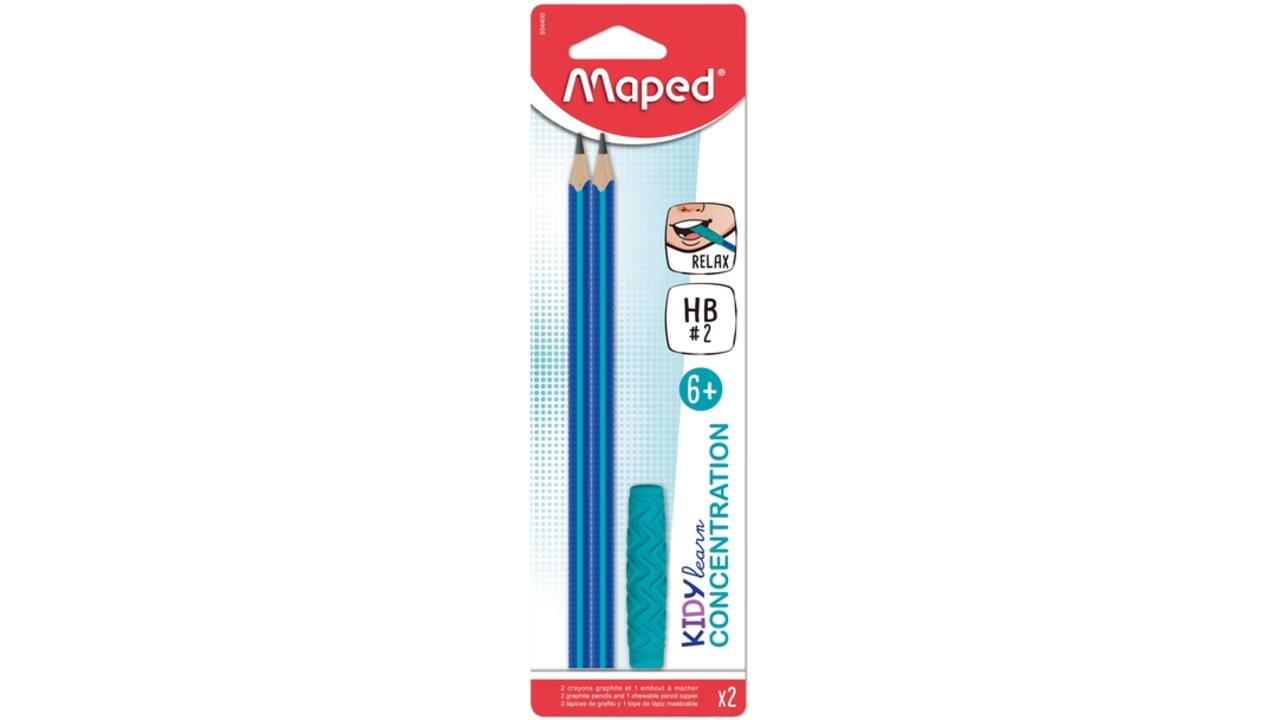 Grafietpotlood Maped Kidy Learn Concentration met kauwtopper set à 2 stuks blauw