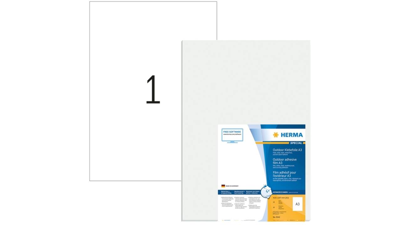 Etiket HERMA 9542 A3 297x420mm weerbestendig rekbaar wit 10 etiketten