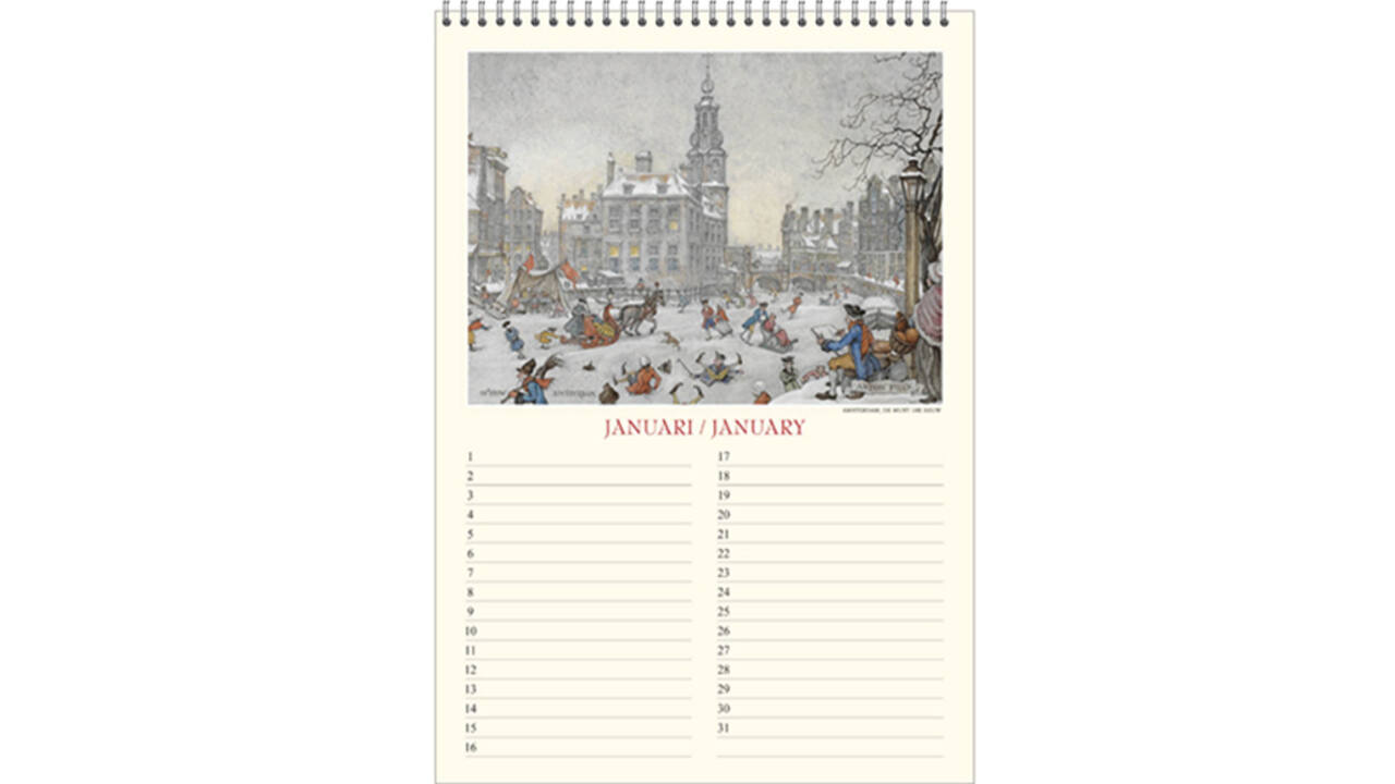 Verjaardagskalender Anton Pieck Zicht op haven A4