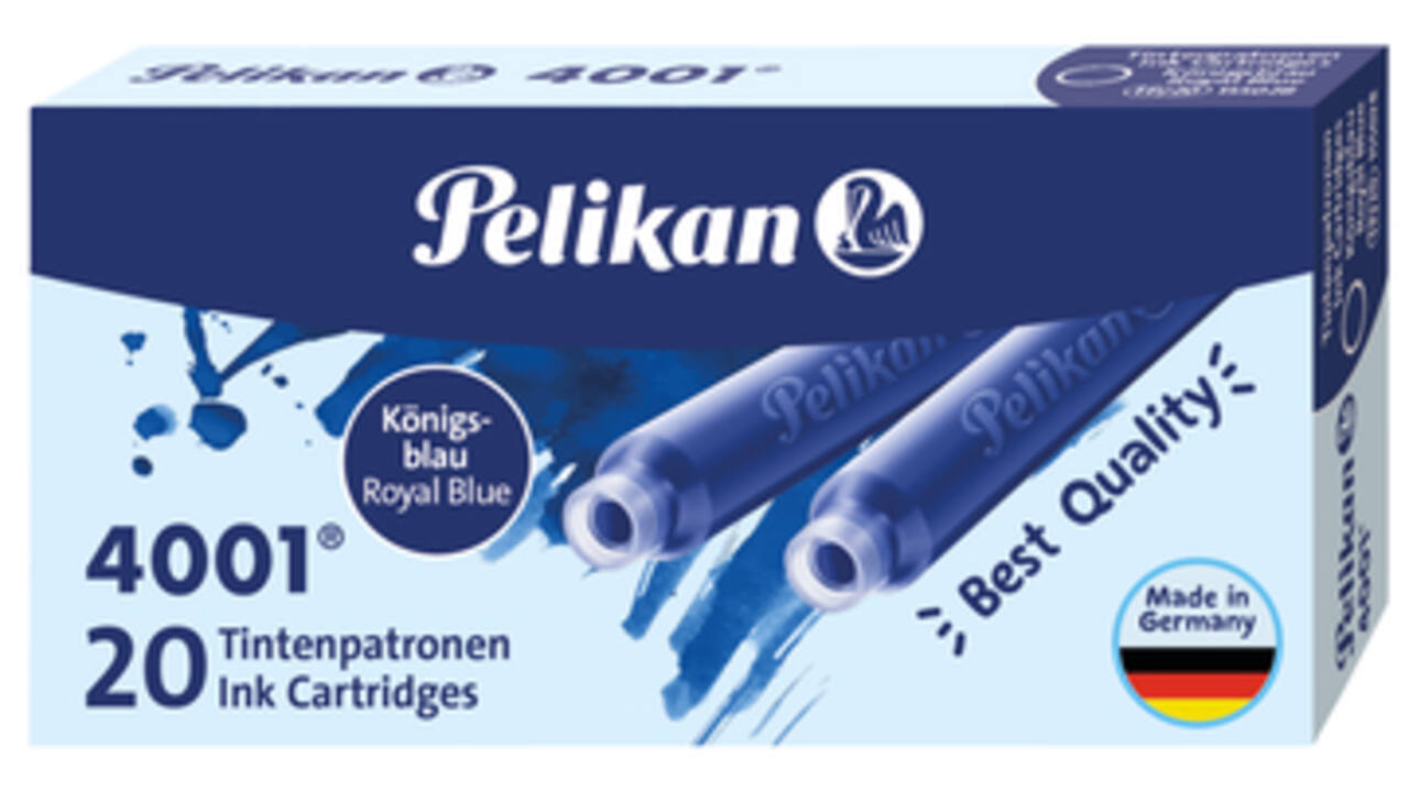 Inktpatroon Pelikan 4001 koningsblauw 20 stuks