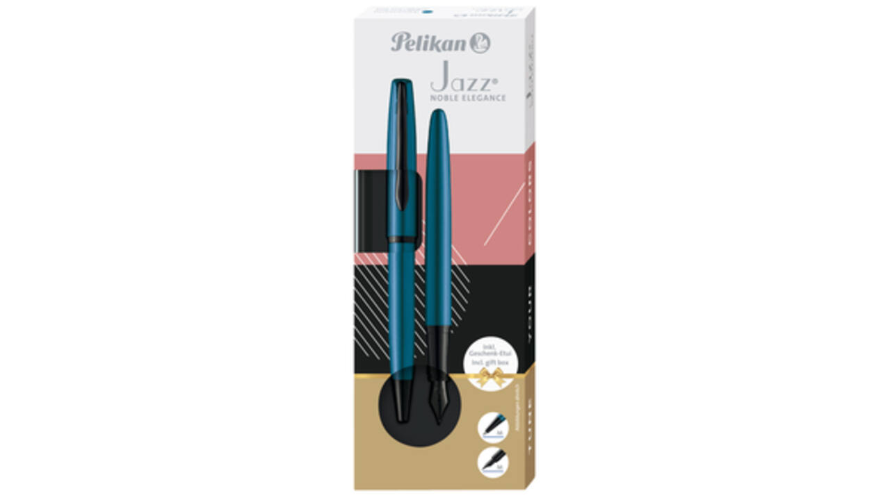 Schrijfset Pelikan Jazz Noble Elegance K36+P36 medium aquamarine