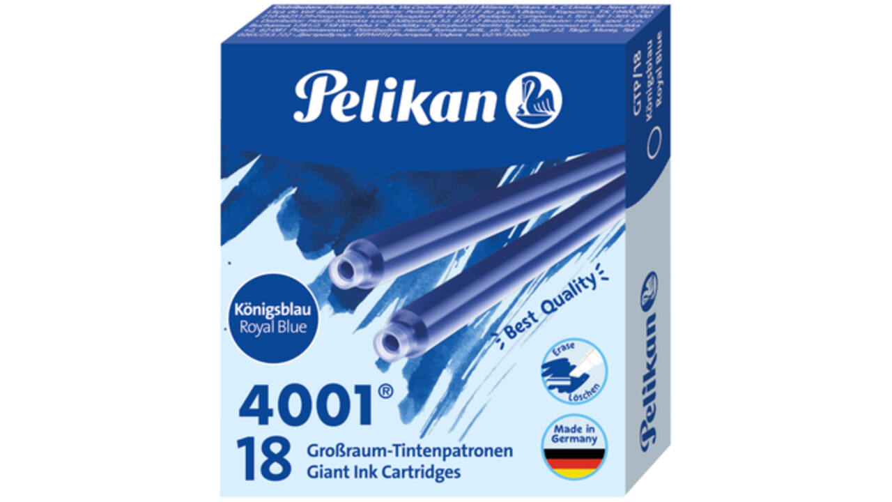 Inktpatroon Pelikan 4001 lang koningsblauw 18 stuks