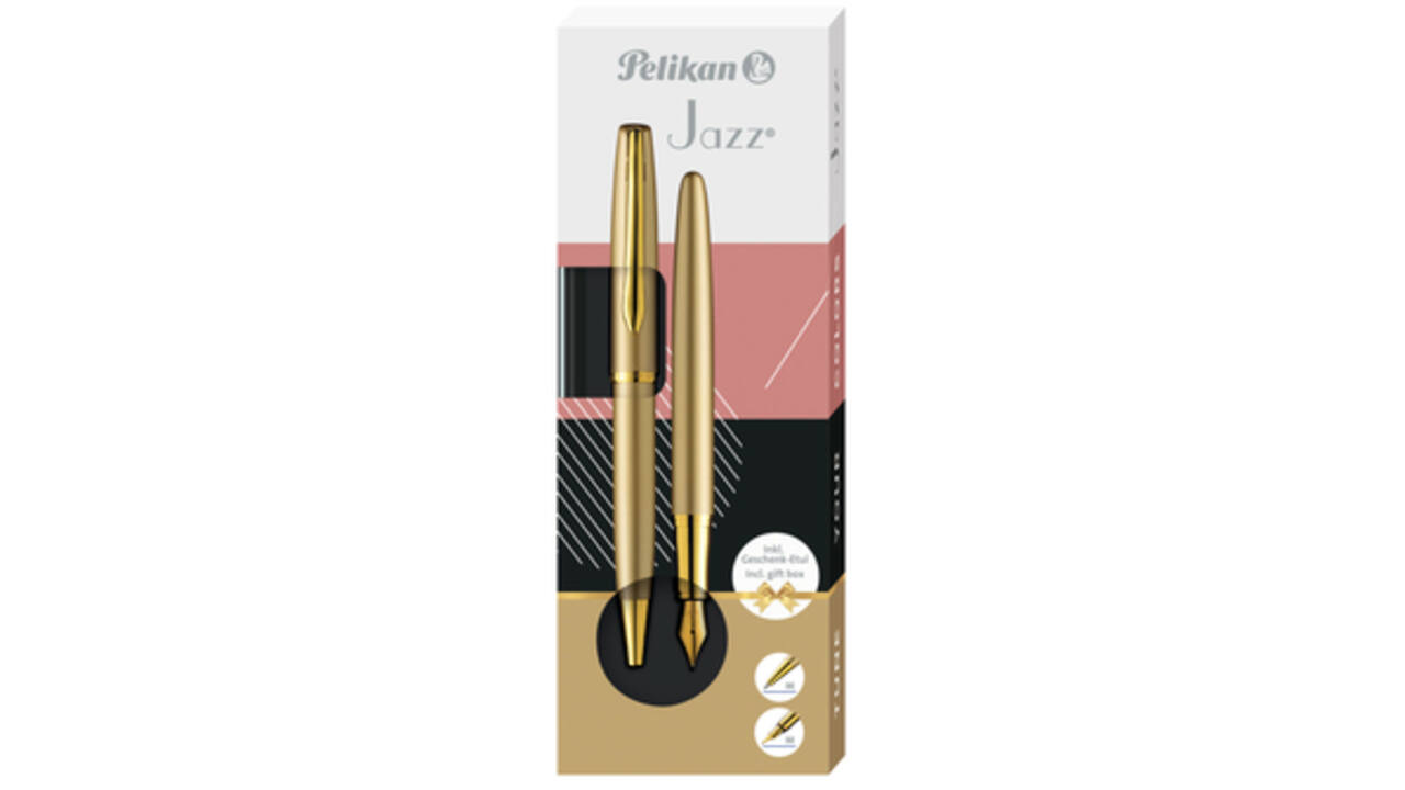 Schrijfset Pelikan Jazz Noble Elegance K36+P36 medium gold