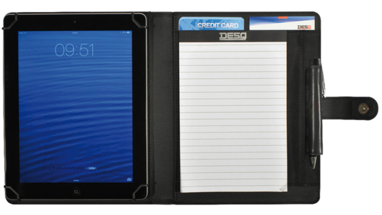 Schrijfmap DESQ voor tablet 7"-10" met sluitclip zwart