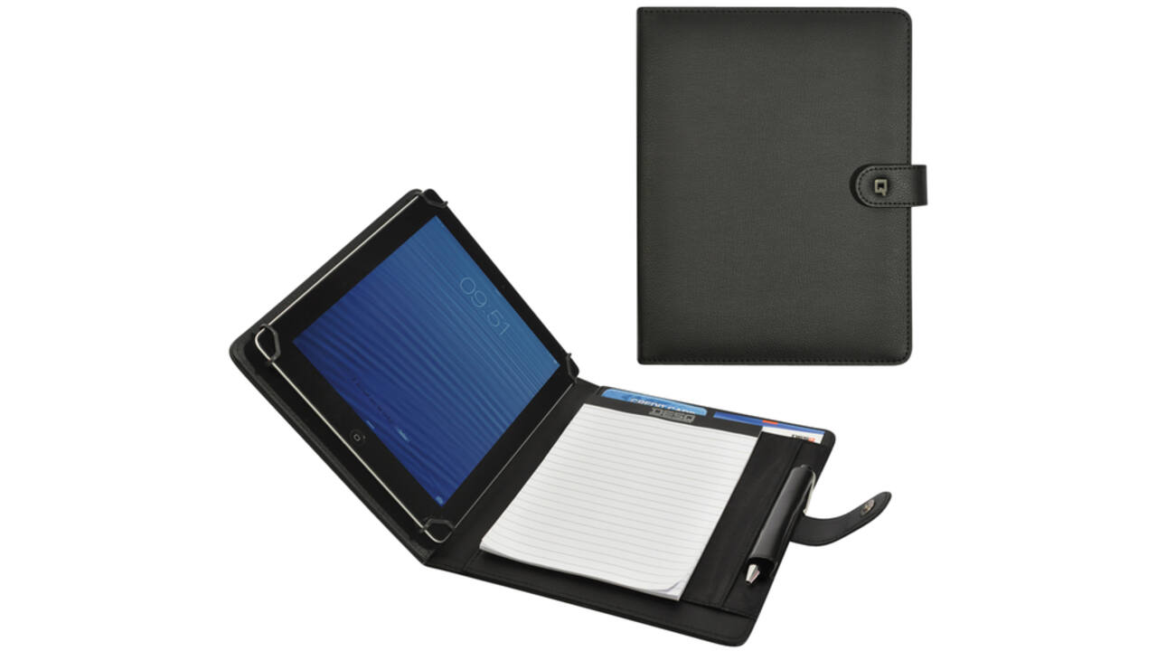 Schrijfmap DESQ voor tablet 7"-10" met sluitclip zwart