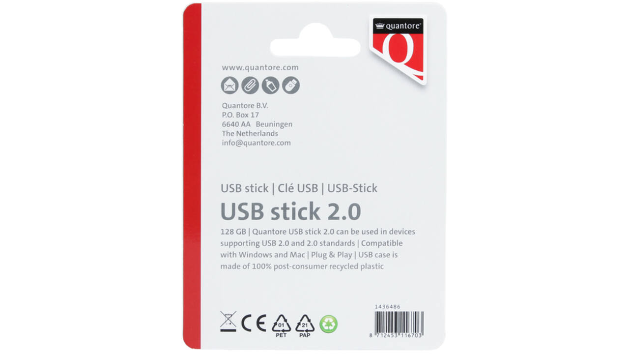 USB-stick Quantore 128GB 2.0 zwart