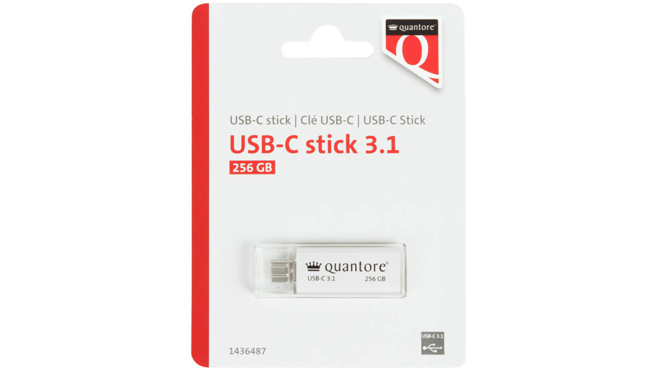 USB-stick Quantore USB-C 256GB 3.1 zilver