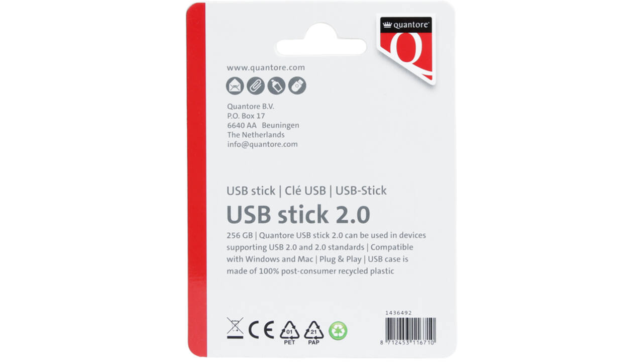 USB-stick Quantore 256GB 2.0 zwart