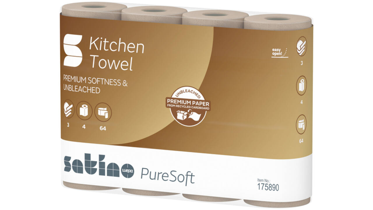 Keukenrol Satino PureSoft 3-laags 4x64 vel naturel 175890