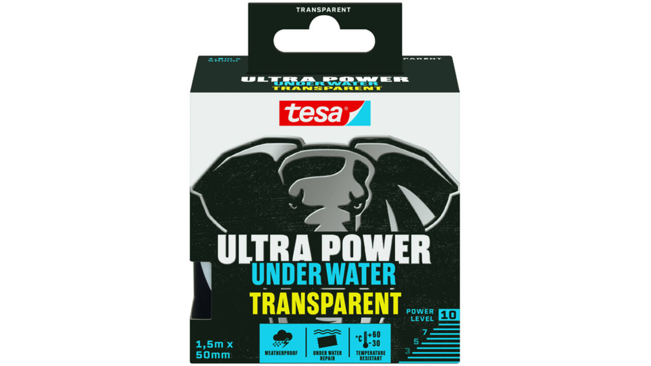 Reparatietape tesa Ultra Power Onderwater transparant 50mmx1,5m