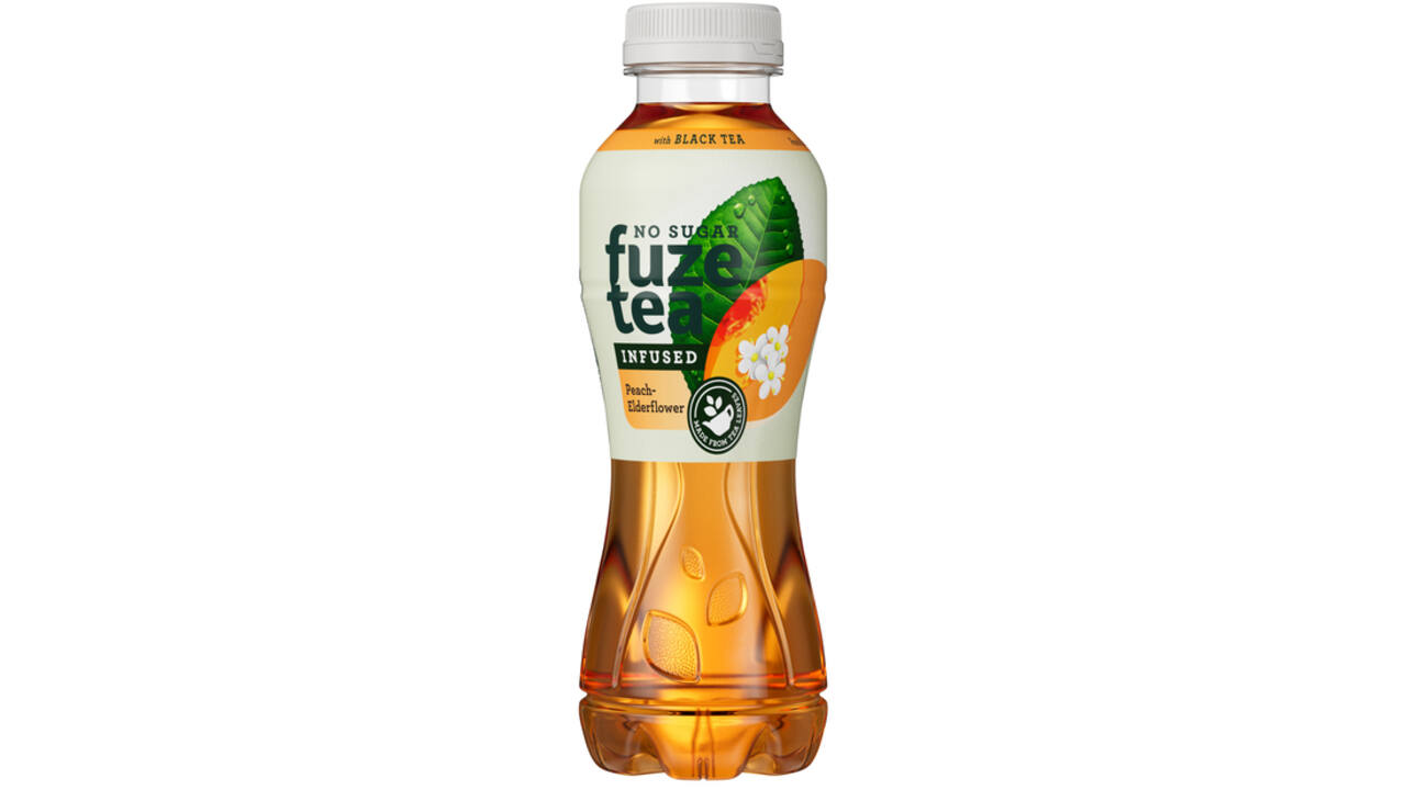 Frisdrank Fuze Tea peach elderflower suikervrij fles 400ml