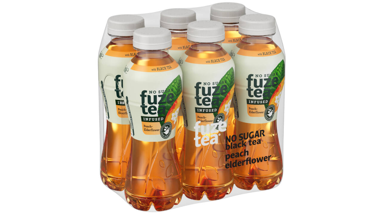 Frisdrank Fuze Tea peach elderflower suikervrij fles 400ml