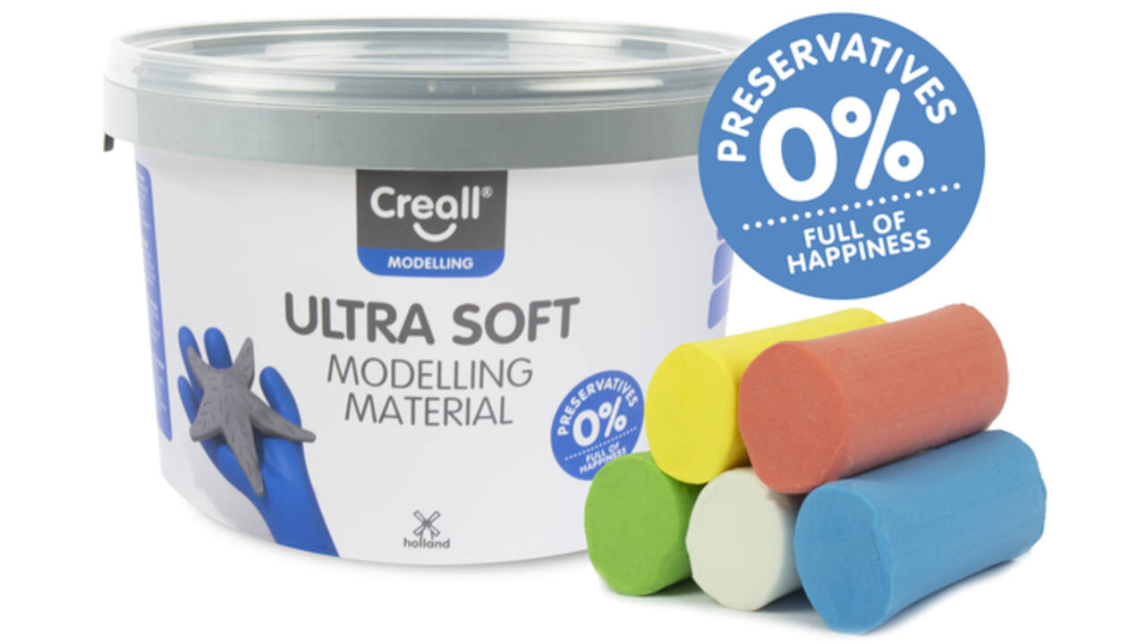 Klei Creall Play-it Ultra Soft helder rood/blauw/groen/geel/wit 1100 gram
