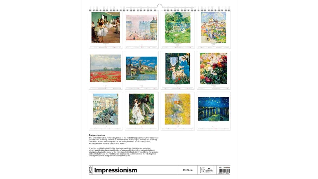Kalender 2026 Helma 365 Grote Impressionistische Kunstkalender 520x450