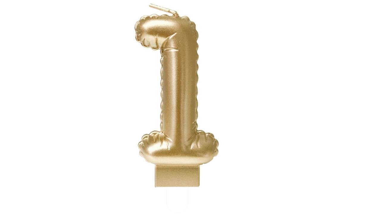 Foil balloon candle gold 1